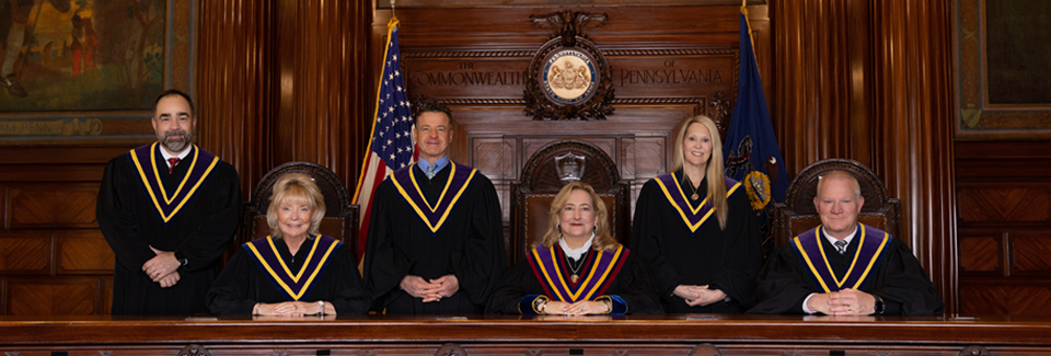 The members of the supreme court of Pennsylvania sitting in court.