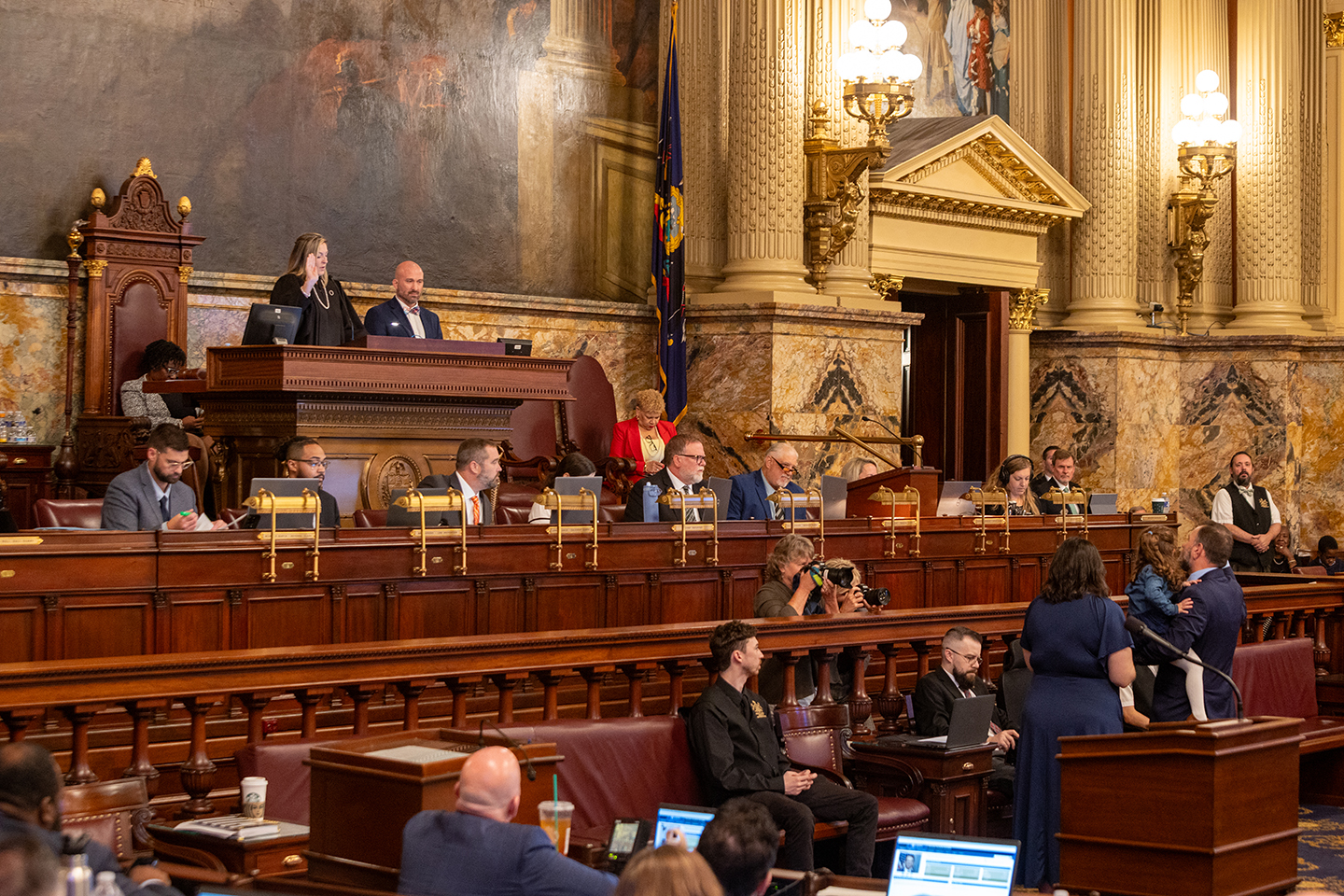 Luzerne County Court of Common Pleas Judge Tarah Toohil recently administered the Oath of Office to a newly elected member of the Pa House of Representatives.